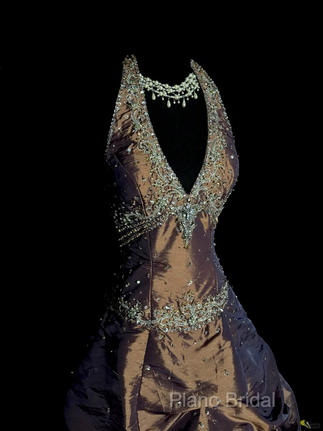 Vintage Ball Gown Halter Brown Sleeveless Long Formal Prom Gown Fairy Formal Prom Dresses