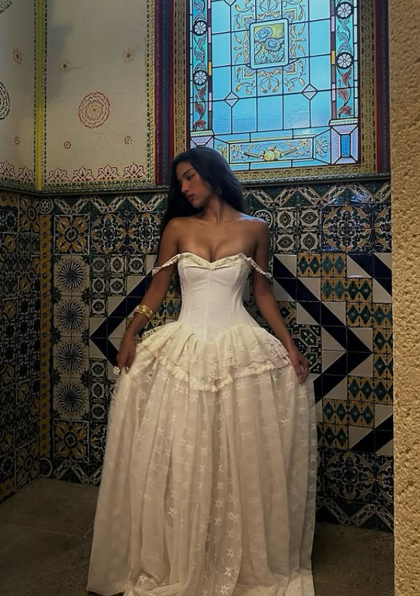 Vintage Ball Gown Off The Shoulder Satin Lace Formal Prom Dresses Wedding Dresses Main image