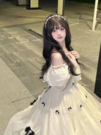 Vintage Ball Gown Off The Shoulder White Chiffon Summer 18Th Birthday Dresses Lolita Dresses Birthday Outfits
