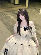 Vintage Ball Gown Off The Shoulder White Chiffon Summer 18Th Birthday Dresses Lolita Dresses Birthday Outfits