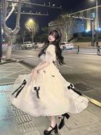 Vintage Ball Gown Off The Shoulder White Chiffon Summer 18Th Birthday Dresses Lolita Dresses Birthday Outfits