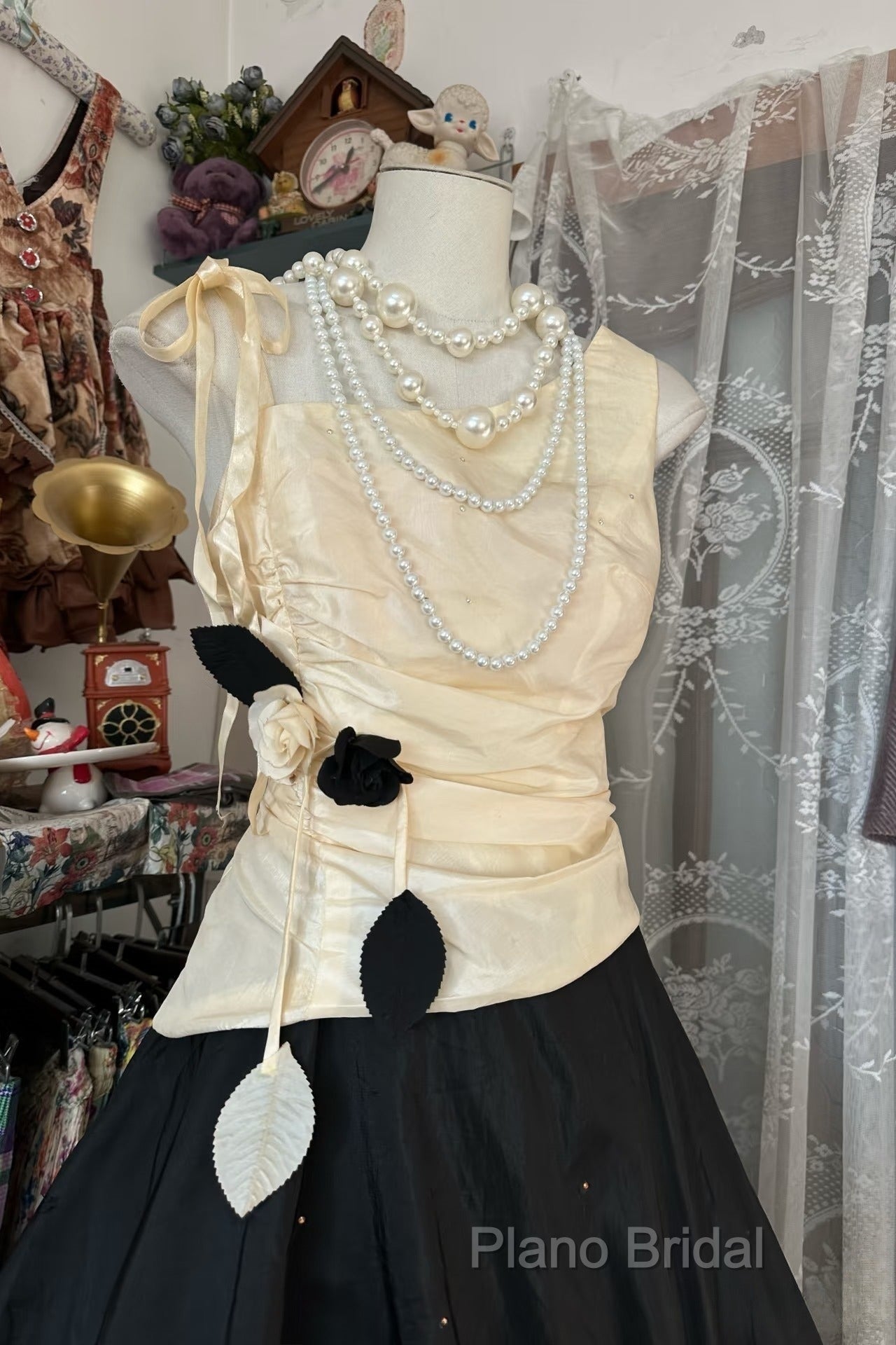 Vintage Ball Gown Sleeveless Long Black Formal Dresses Formal Prom Dresses