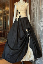 Vintage Ball Gown Sleeveless Long Black Formal Dresses Formal Prom Dresses