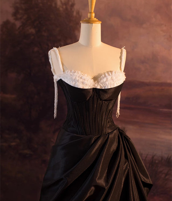 Vintage Ball Gown Spaghetti Straps Black Long Formal Prom Dresses 1950S Retro Formal Evening Dresses