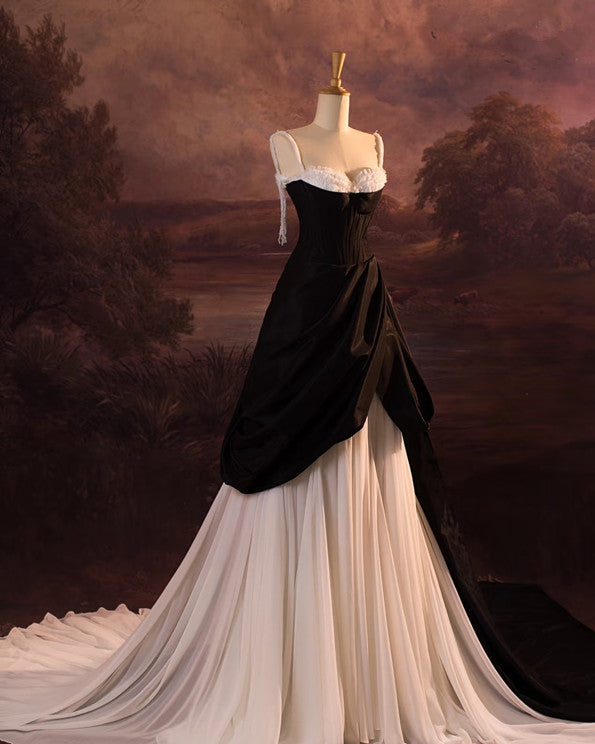 Vintage Ball Gown Spaghetti Straps Black Long Formal Prom Dresses 1950S Retro Formal Evening Dresses Main image
