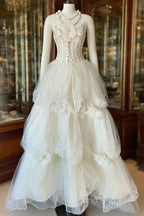 Vintage Ball Gown Spaghetti Straps Sleeveless Long White Formal Dresses Formal Prom Dresses