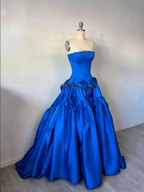 Vintage Ball Gown Strapless Burgundy Sleeveless Satin 90S Classy Formal Prom Dresses Inspiration Party Dresses Princess Graduation Dresses