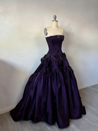 Vintage Ball Gown Strapless Burgundy Sleeveless Satin 90S Classy Formal Prom Dresses Inspiration Party Dresses Princess Graduation Dresses