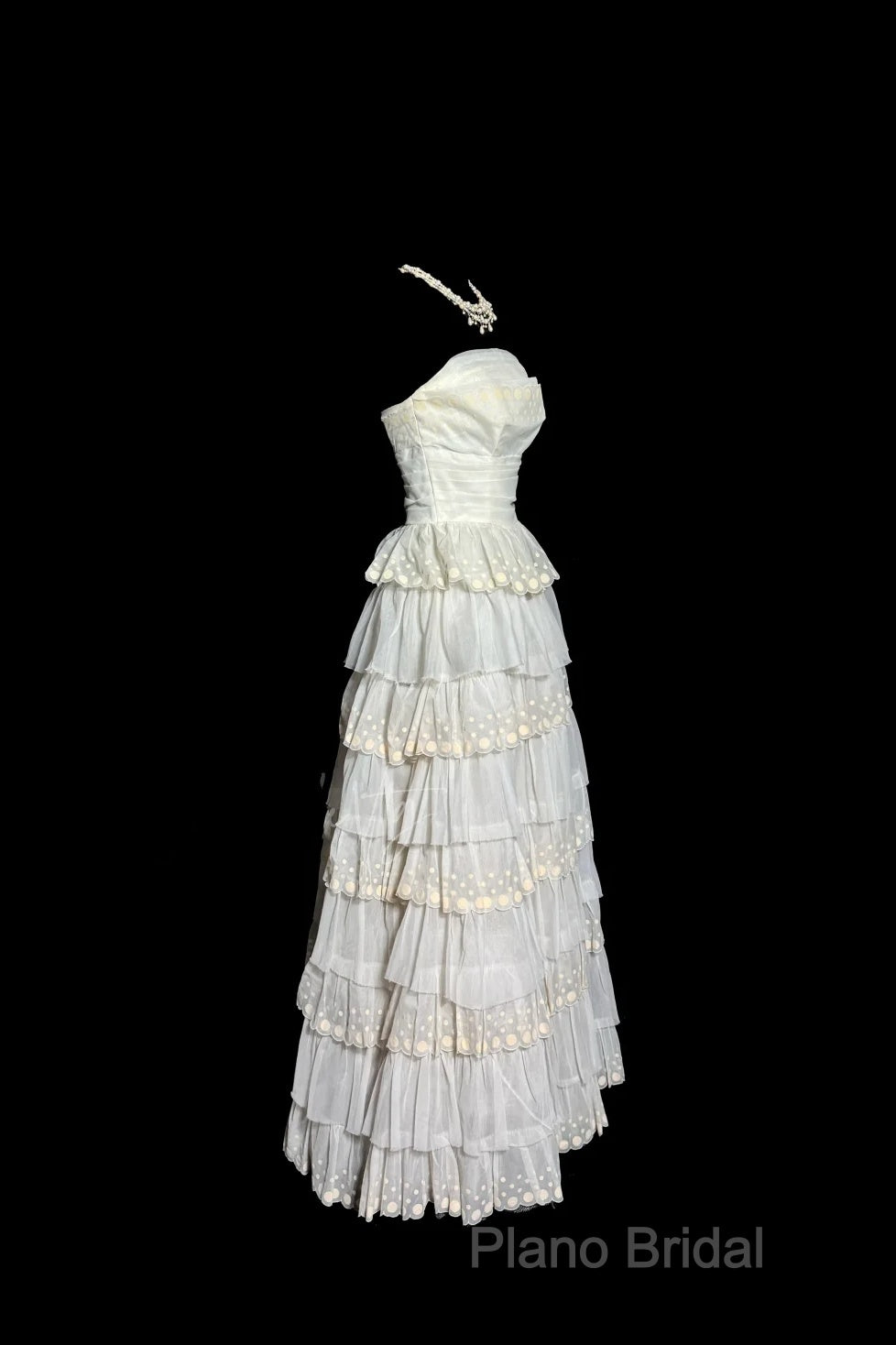 Vintage Ball Gown Strapless White Lace Formal Prom Gown Fairy Formal Prom Dresses