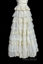 Vintage Ball Gown Strapless White Lace Formal Prom Gown Fairy Formal Prom Dresses