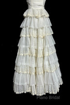 Vintage Ball Gown Strapless White Lace Formal Prom Gown Fairy Formal Prom Dresses
