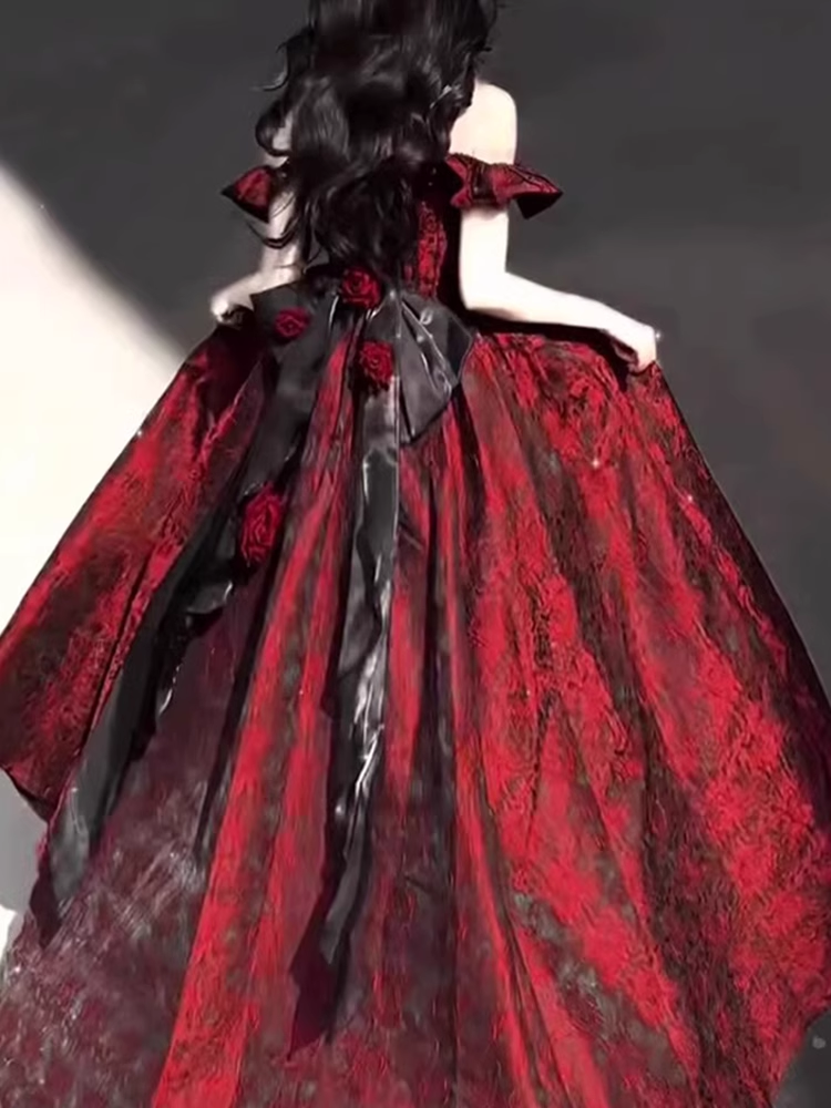 Vintage Ball Gown Straps Long Burgundy Ruffles Lace Formal Prom Dresses Birthday Outfits