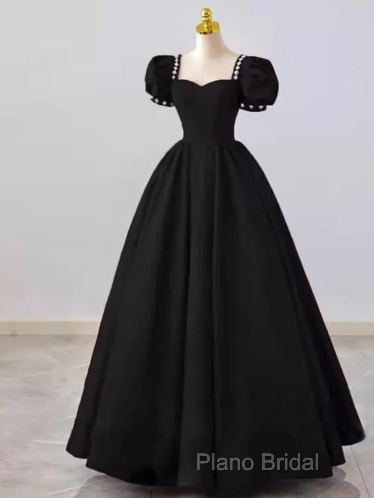 Vintage Ball Gown Sweetheart Satin Black Long Formal Prom Dresses Formal Dresses Secondary image