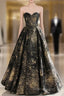 Vintage Ball Gown Sweetheart Sleeveless Long Formal Prom Gown Fairy Black Formal Prom Dresses
