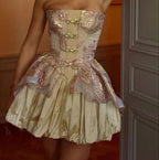 Pink Vintage Elegant Cute Short Mini Formal Prom Dresses Gold Homecoming Dresses Formal Evening Dresses Formal Prom Dresses