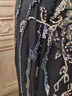 Vintage Black Mermaid Halter Neck Beaded Chiffon Long Formal Prom Dresses
