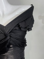 Vintage Black Mermaid One Shoulder Ruffle Satin Formal Prom Dresses