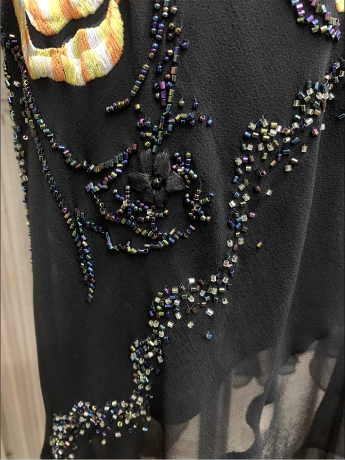 Vintage Black Mermaid Spaghetti Strap Gold Rose Beaded Embroidery Chiffon Long Formal Prom Dresses