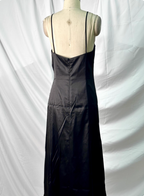 Vintage Black Peacock Feather Embroidered Slim-Fit Satin Long Formal Prom Dresses