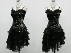 Vintage Black Straps Beaded Formal Evening Dresses Ruffled Homecoming Dresses