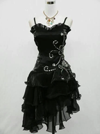 Vintage Black Straps Beaded Formal Evening Dresses Ruffled Homecoming Dresses