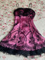 Vintage Black Tulle Lace Pink Satin A-Line Birthday Short Skirt Homecoming Dresses