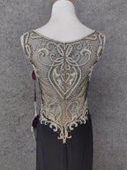 Vintage Black V-Neck Beaded Chiffon Long Formal Prom Dresses