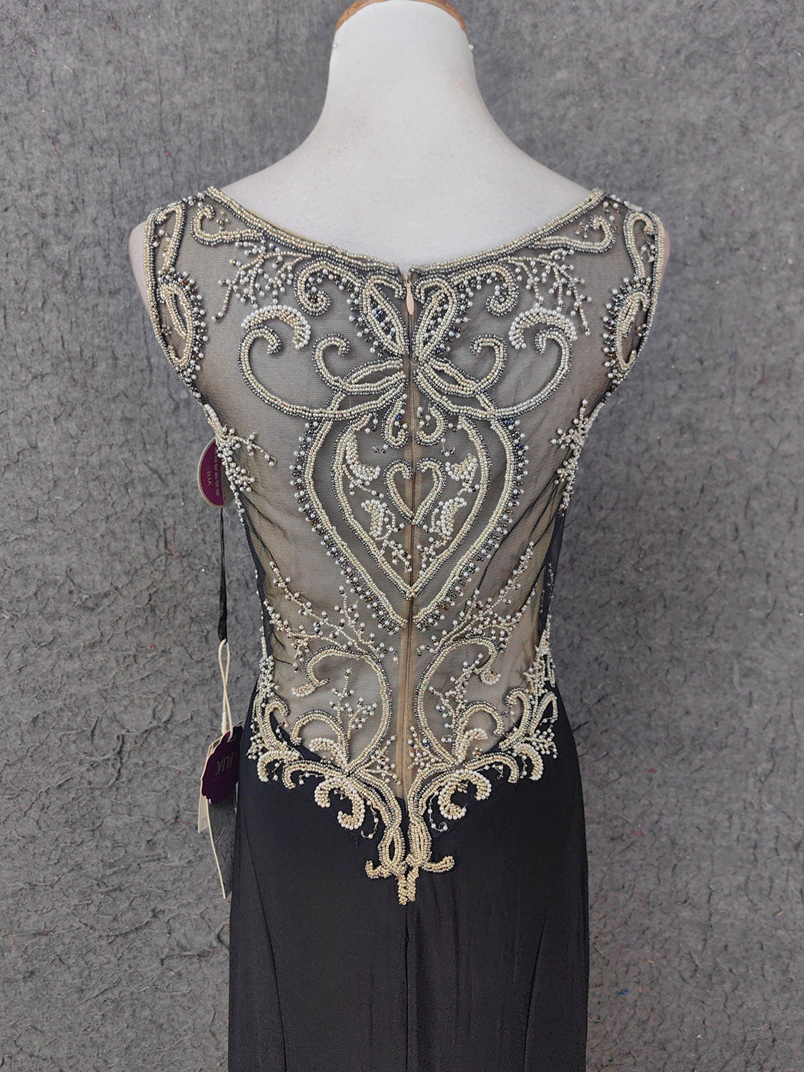Vintage Black V-Neck Beaded Chiffon Long Formal Prom Dresses