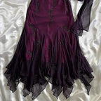 Vintage Blue Chiffon Long Formal Prom Dresses Elegant  Beaded Party Dresses
