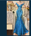 Vintage Blue Satin Beaded Embroidery V-Neck Mermaid Prom Dress