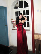 Vintage Burgundy A-Line Strapless Satin Long Formal Prom Dresses