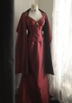 Vintage Burgundy Halter Neck Mermaid Satin Long Formal Prom Dresses