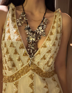 Vintage Champagne Gold Mermaid V-Neck Sequined Formal Prom Dresses