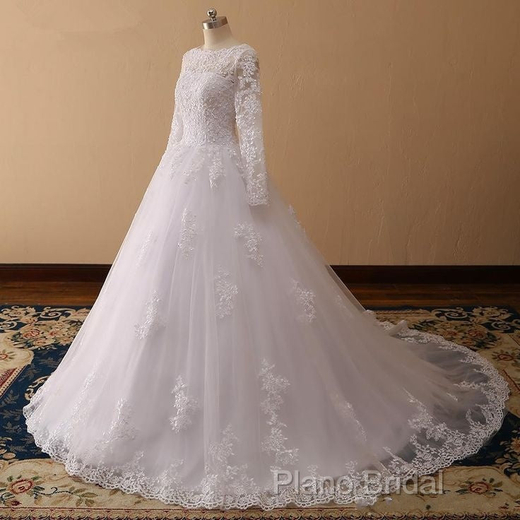 Vintage Custom Long Sleeves Lace Wedding Dresses Cheap Appliques Secondary image