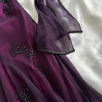 Vintage Dark Purple Halter-Neck Beaded Ruffled Charming Formal Prom Dresses Formal Evening Dresses Party Dresses