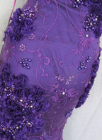 Vintage Deep Purple Mermaid Strapless 3D Floral Beaded Tulle Long Formal Prom Dresses