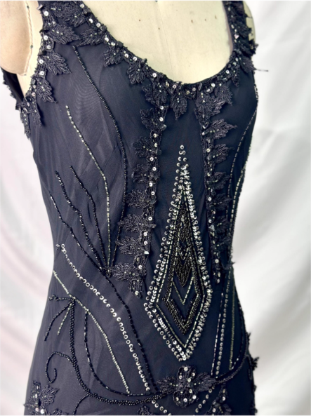 Vintage Elegant Black Mermaid Asymmetrical Hem Beaded Chiffon Long Formal Prom Dresses