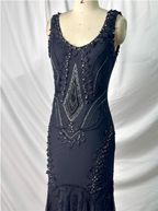 Vintage Elegant Black Mermaid Asymmetrical Hem Beaded Chiffon Long Formal Prom Dresses