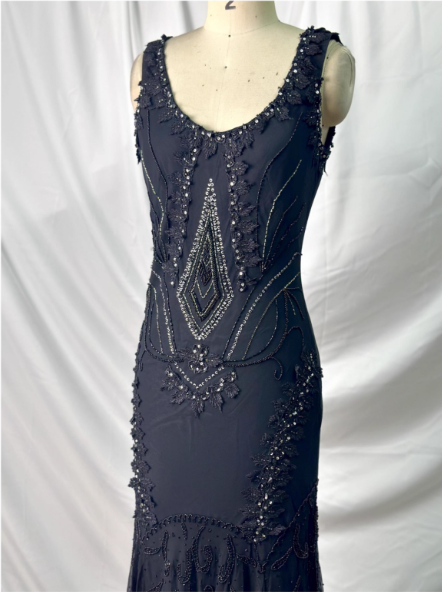 Vintage Elegant Black Mermaid Asymmetrical Hem Beaded Chiffon Long Formal Prom Dresses