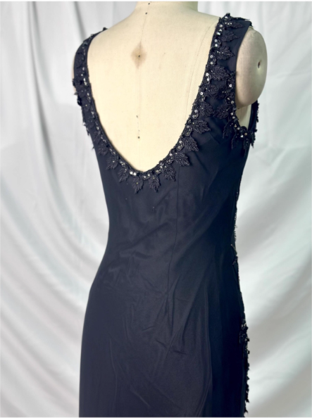 Vintage Elegant Black Mermaid Asymmetrical Hem Beaded Chiffon Long Formal Prom Dresses