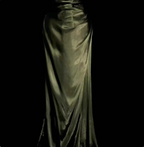 Vintage Emerald Green V-Neck Ruffled Satin Long Formal Prom Dresses