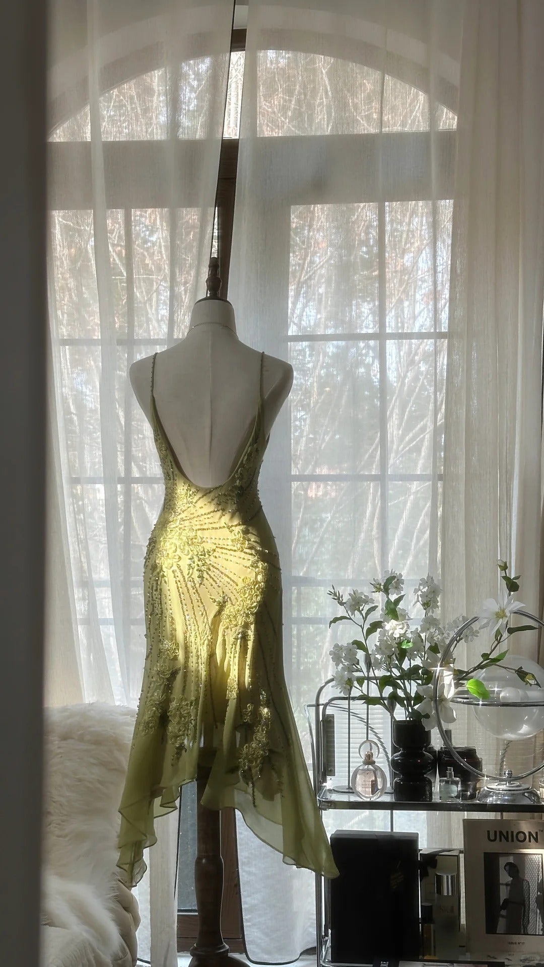 Vintage Formal Evening Dresses, Sleeveless Green Party Gowns