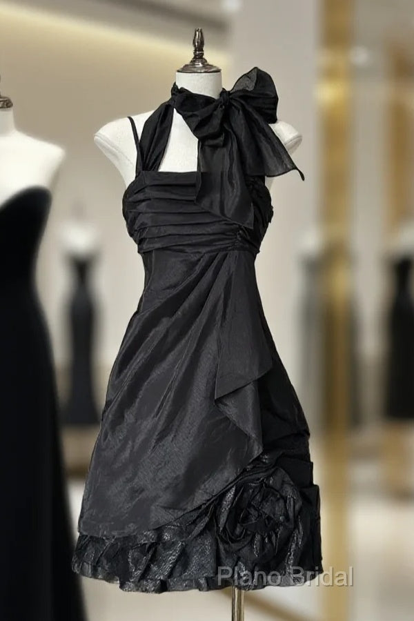 Vintage Fashion A Line Black Short Length Homecoing Birthday Dresses Formal Prom Dresses Main image