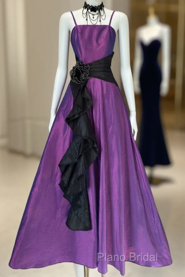 Vintage Fashion A Line Spaghetti Straps Grape Floor Length Formal Dresses Formal Prom Dresses Main image