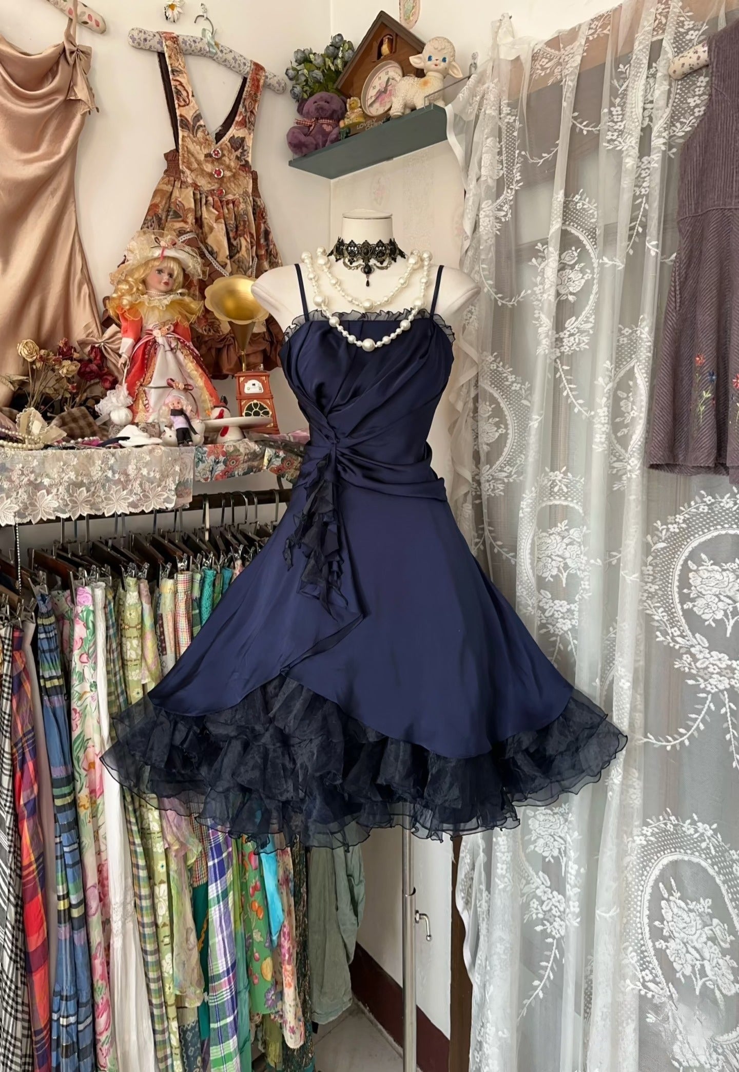 Vintage Fashion Ball Gown Navy Blue Short Length Homecoing Birthday Dresses Cocktail Dresses Main image