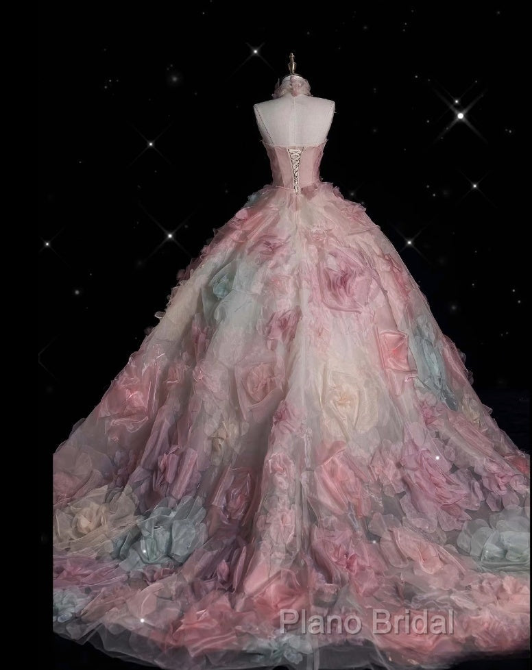 Vintage Fashion Ball Gown Strapless Pink Floral Floor Length Formal Dresses Formal Prom Dresses Secondary image