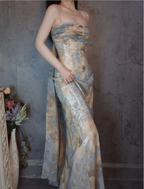 Vintage Fitted Spaghetti Strap Sequined Long Formal Prom Dresses