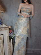 Vintage Fitted Spaghetti Strap Sequined Long Formal Prom Dresses