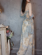Vintage Fitted Spaghetti Strap Sequined Long Formal Prom Dresses