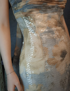 Vintage Fitted Spaghetti Strap Sequined Long Formal Prom Dresses